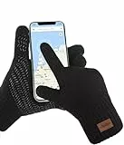 Bobelle Handschuhe Herren, Winterhandschuhe Damen Thermo Warme Fleece, rutschfeste Strickhandschuhe Touchscreen für Outdoor Sport(Schwarz)