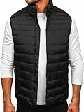 BOLF Herren Sportweste Bodywarmer Weste Stehkragen Daunenweste Ärmellose Reißverschluss Stepweste Funktionalität Sportjacke Hybridjacke Freizeit Outdoor Casual 31M5065 Schwarz M [1U1]