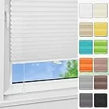 Magiea Plissee ohne Bohren Klemmfix B50 x H100 cm Weiß, Easyfix Plisseerollo Sichtschutz und Sonnenschutz, Jalousie Faltrollo mit Klemmträger für Fenster & Tür