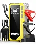Karlxtom Starthilfe Powerbank für Pkw mit Kompressor 190PSI, 88Wh Auto Starthilfe Powerbank für All Benzin und 10L Dieselmotor, Starter Powerbank Eingang/Ausgang und 500LUM LED-Licht, LED-Anzeige