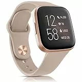 Oumida Kompatibel für Fitbit Versa 2 /Fitbit Versa Armband für Damen Herren, Silikon Classic Sport Ersatz Uhrenarmband für Versa Lite, Milchtee Farbe