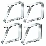Blooven 4 Stück Große Tischtuchklammern Edelstahl, Tischdeckenklammer Tischabdeckungsklemmen Tischdecke Clips Tischtuch Clips Silber, Für Tischplatten mit 3–5 cm Stärke (Groß x 4 Stück)
