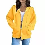 Generisch Hoodie Damen Kapuzenjacke mit Reißverschluss Casual Sweatshirt Kapuzenpullover mit Taschen Bequemer Sweatjacke Mit Kapuze Oversize Sportjacke Langarm Zipper Hoodies Strickjacke