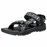 OutPro Sandalen Herren Wandersandalen rutschfeste, bequeme Trekking Sandalen Herren, Sportsandalen mit offener Spitze, ideal für Strand und Outdoor-Aktivitäten,Schwarz,42