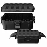 RESTMO 2er Set Kabelbox Groß und Klein, Wasserdicht IP44 Außenbereich, Große Box 32x22x13cm, Kleine mit abnehmbarer Schildabdeckung 20.5x12.5x8cm, Für Zeitschaltuhr Verlängerungskabel Garten (Schwarz)