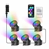 NATPOW Teichbeleuchtung LED Unterwasser, Unterwasserbeleuchtung RGB Unterwasser Teichlicht mit Bluetooth APP Fernbedienung, IP68 wasserdicht, Gartenbeleuchtung für Garten, Patio, Baum(5 in 1)
