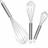 com-four® 3-teiliges Schneebesen Set - Handschneebesen aus Edelstahl - Rührbesen in Ballonform und verschiedenen Größen (Set2-3 Stück - 31/26/22cm)