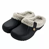 papasgix Damen Clogs Gefüttert Warme Plüsch Clogs Herren Wasserdicht Hausschuhe Winter Plüsch Pantoffeln Damen Weiche Bequeme rutschfeste Outdoor Hausschuhe