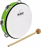Nino Percussion Headed Tambourine Instrument - Musikinstrument für Kinder ab 5 Jahren - Durchmesser 8 Zoll - Kunststoff, Grün (NINO51GG)