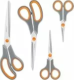 Asdirne Edelstahlschere, moderner Stil, weicher Griff, 4 Stück, Orange