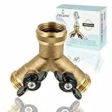 tecuro 2-Wege Y-Verteiler 3/4 Zoll mit 2 Absperrhähnen - für Auslaufventile Messing blank, Max. Betriebstemperatur von -20°C bis + 80°C