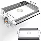 Universal BBQ Edelstahl Plancha Grillplatte Griddle mit gleichmäßiger Heizung Arming, Grill für Gas & Kohle Grills – Universal Flat Top, für Grills, Camping, Tailgating und Partys (43CM)