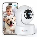 Ctronics 2,5K 4MP Überwachungskamera Innen, 2,4/5GHz WLAN Kamera Indoor mit Farb-Nachtsicht 20m, PTZ 355°/ 120°, Bewegungserkennung & Personenerkennung & Auto Tracking, 2-Wege Audio,Bluetooth/Cloud