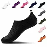 Steppli Badeschuhe Wasserschuhe Strandschuhe Schnell Trocknend Schwimmschuhe Breathable Aquaschuhe Surfschuhe für Herren Damen Streifen Schwarz EU39