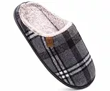 COFACE Grau Herren Rückstellschaum hausschuhe, warme plaid Pantoffeln für manner, flauschig plüsch Gefüttert mit Rutschfeste Gummisohle Größe 44EU