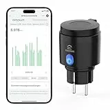EIGHTREE WLAN Steckdose Outdoor, Zeitschaltuhr Aussenbereich mit Strommessung IP44 Wasserdicht, Smarte Steckdose mit Zeitschaltuhr, Fernbedienung & Sprachsteuerung, Kompatibel mit Alexa & Google Home