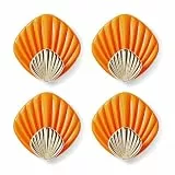 RICOO Klebehaken Set Haken selbstklebend HP004-O Orange Muschel Handtuchhaken ohne bohren Klebehaken für Badezimmer Kleiderhaken zum Kleben selbstklebende Wandhaken Hooks Badhaken