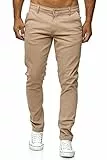 Elara Herren Chino Hose Slim Fit Stretch Chunkyrayan MEL009-Beige-34/32
