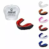 Mundschutz Erwachsene Jugend & Junior für alle Kontaktsportarten Mundschutz Boxen, MMA, Gum Shield Rugby, Fußball, Lacrosse, Hockey (Rot/Schwarz, Junioren unter 11 Jahren)
