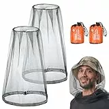 ACWOO 2PC Head Net Face Mesh Head Cover,Mosquito Kopf-Kescher Gesichts-Ineinander Greifen,Net Kopfschutz-Netz,Kopfnetz Gesicht Mesh Kopf Abdeckung für Outdoor Lovers,Klettern,Angeln, Imkerei(Schwarz)