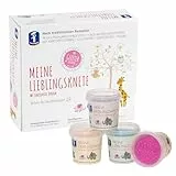 Feuchtmann MEINE LIEBLINGSKNETE Glitter Edition - Knetset 4 x 130g, vegane glutenfreie Knete, Kinderknete ungiftig mit Bio-Glitter, Glitzerknete für kreatives Spielen ab 2 Jahren