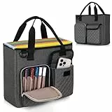 Luxja Aktentasche Groß, Büro Tasche für Dokumente, Dokumententasche für Büro, Tragbar A4 Aktenordner, (OHNE ZUBEHÖR), Grau