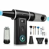 HERBYD 2-in-1 Elektrische Staubgebläse & Staubsauger 180000 U/min, 100-Stufen Air Duster - 8000mAh Akku Gebläse Druckluft mit Digital Display for PC, Keyboard, Home & Car Cleaning