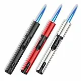 Jetflamme Nachfüllbares Sturmfeuerzeug: Nizirioo 3 Stück Geschenkbox Gasfeuerzeug Stabfeuerzeug Lang für Kerzen, Küche, Camping, Grill (Verkauft Ohne Gas)