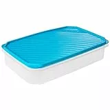 TATAY Frischhaltedose 2,1L Top Flex | Druckdeckel | Vorratsdosen mit Deckel Luftdicht | Geeignet für Mikrowelle, Spülmaschine, Kühlschrank, Gefrierfach | Kunststoff BPA-frei | 28,5x18,5x6 cm, Blau