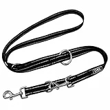 DDOXX Reflektierende Nylon Hundeleine - 2M, 3Fach Verstellbare Hundeleine Für Alle Hundegrößen - M (Schwarz)