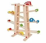 Eichhorn 100002029 Große Rollbahn aus Kiefernholz, 7-teilig, mit 6 Rollelementen, Kugelbahn für Kinder ab 1 Jahr, Größe: 67 x 56 cm