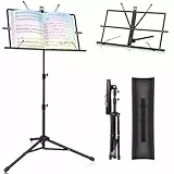 Notenständer Klappbar Stabil 2 in 1 Doppelnutzung Notenständer Gitarre Höhenverstellbar Notenpult mit Tragetasche Music Stand für Kinder und Erwachsene