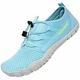 SAGUARO Badeschuhe Tauchschuhe Wasserdicht Schnell Trocknend Männer Frauen Slip On Barfußschuhe für Pool Meer Wassersport Aqua Cycling Windsurfen, Wasser Himmelblau 41 EU