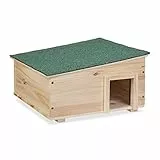 Relaxdays Igelhaus, Holz, Igelhotel mit Boden, 2 Kammern, Winterquartier für Igel, Garten, HBT: 21,5 x 40 x 40 cm, natur