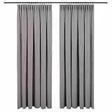 Blumtal Verdunklungsvorhänge Kräuselband 225x140 cm im 2er Set - Oeko-TEX zertifizierte Vorhänge Blickdicht - Verdunklungsvorhang - waschbare Vorhänge mit Kräuselband für Schiene in Dunkelgrau