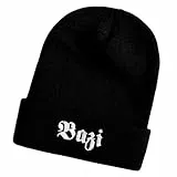 Schnoschi Schwarze Mütze/Strickmütze mit Bazi Spruch Bestickt für Damen, Herren, Jugendliche und Kinder, Beanie Wollmütze Hip Hop Wintermütze Rollmütze Streetwear Unisex OneSize