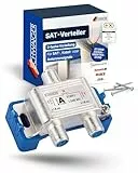 SCHWAIGER SAT-Verteiler 2-Fach I SAT-Splitter für SAT-, Kabel- & Antennensignale I 5 dB Dämpfung I Signal-Verteiler mit Aluminium Druckguss Gehäuse I einfache Montage I ideal für Fernsehen und Radio