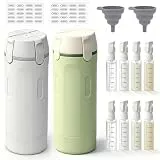 4 In 1 Reisespender, HOVCEH 2 Stück 4In1 Reise Spenderflasche, 8 * 30 ml 4 In 1 Travel Bottle Dispenser mit Skala 2 Trichter, und Etikett für Shampoo, Lotion, Conditioner, Duschgel (2pcs Grün + Weiß)