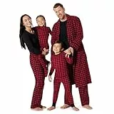 Amazon Essentials Herren Passende Weihnachts-Pyjama-Sets für die ganze Familie, Klassisches Buffalo-karo, L