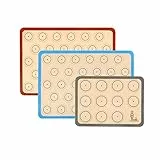 SUPER KITCHEN Backmatte aus Silikon für Macaron Keks - 3-Stück Set, Backunterlage Silikonmatte Backfolie Backpapier Backzubehör, Antihaft Matte für Makronen/Brot/Pizza, 42x29,5cm, 29,2cmx21,6cm