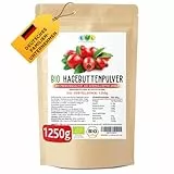 EWL Naturprodukte Bio Hagebuttenpulver 1250g XXL Vorteilspack in Rohkostqualität | Ganze schonend gemahlene Hagebutte | kontrollierter Anbau für Vegan, abgefüllt in Deutschland