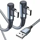 USB C Kabel 3.1A Schnellladung [2Stück 2m], Ladekabel USB C Winkel Type C Kabel Nylon für i Phone 16 15 Pro Max,Samsung Galaxy S25 S24 S23 S22,S21,S20 S10 S9,S8,Note20,M31 M30s M20,A72 A71 A52 A51,Mi9