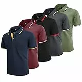 LLdress 5er Pack Poloshirt Herren Kurzarm Atmungsaktiv Poloshirt Set Leichtes Golf Polohemd Schnelltrocknend T Shirt