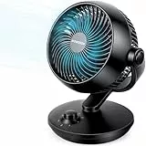 WOWDSGN Ventilator Leise, Tischventilator 24dB, Leistungsstarker 3D Turbo-Luftzirkulator - 100° & 80° Oszillation - 3 Geschwindigkeitsstufen für Schlafzimmer Wohnzimmer Büro Küchen - Schwarz
