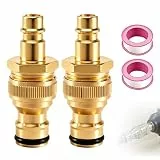 4 Stück Messing Entwässerungs Adapter für Gardena, Entwässerungsventil mit Dichtungsband Entwässerungsadapter für Druckluft Wasser Gartenbewässerung
