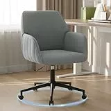 BERYTH Schreibtischstuhl Bürostuhl Homeoffice bis 136kg Drehstuhl Samt Schminkstuhl mit Armlehnen Rollen Ergonomisch Bequem Frauen Mädchen Vanity Chair Höhenverstellbar Schlafzimmer Heimbüro Grau