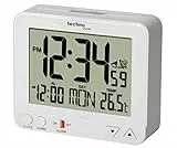 Technoline WT 195 Funkwecker mit Temperaturanzeige | automatischer Zeiteinstellung | Snooze | Nachtlicht mit Lichtsensor | großem LCD-Display | Kalender & Wochentag | weiß