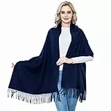 vimate Warme Winter Schals, Große Marineblau Pashmina Wool Schals und Wraps für Frauen und Männer (DE-Navy Blue)