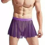 NICEYEA Herren sexy offene Schrittboxershorts Sissy Dessous Partyboxershorts Männer Schwule Unterwäsche Mesh-Boxerclub-Outfit Schwarz