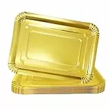 Neylokfen 20 Stück Servierplatte Pappe Groß 27 x 37 cm Gold Servierplatten Partyplatten für Buffets, Hochzeiten, Partys, Camping, Picknicks (Gold)